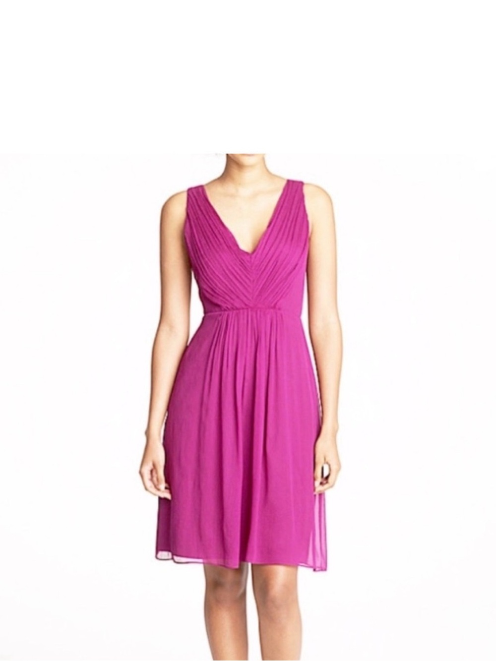 J. Crew Sleeveless V-Neck Fuchsia Midi Dress